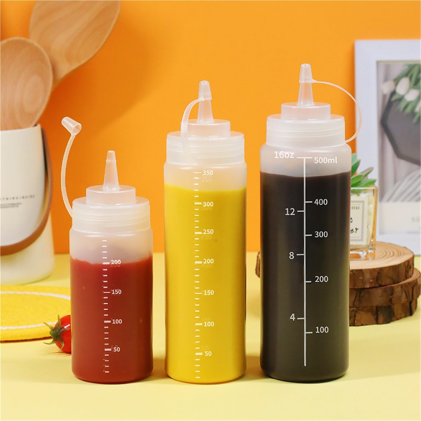 10 Stück große Squeeze-Gewürzflaschen mit Düsen for Ketchup, BBQ-Saucen, Olivenöl-Flaschenspender, Saucen-Küchenhelfer für Gewürze(680ML)