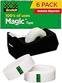 Scotch Magic Tape, 6 Rolls with Dispenser, Great for Gift Wrapping, Numerous Applications, Invisible, Engineered for Repairing, 3/4 x 1000 Inches, Boxed (810K6C38)