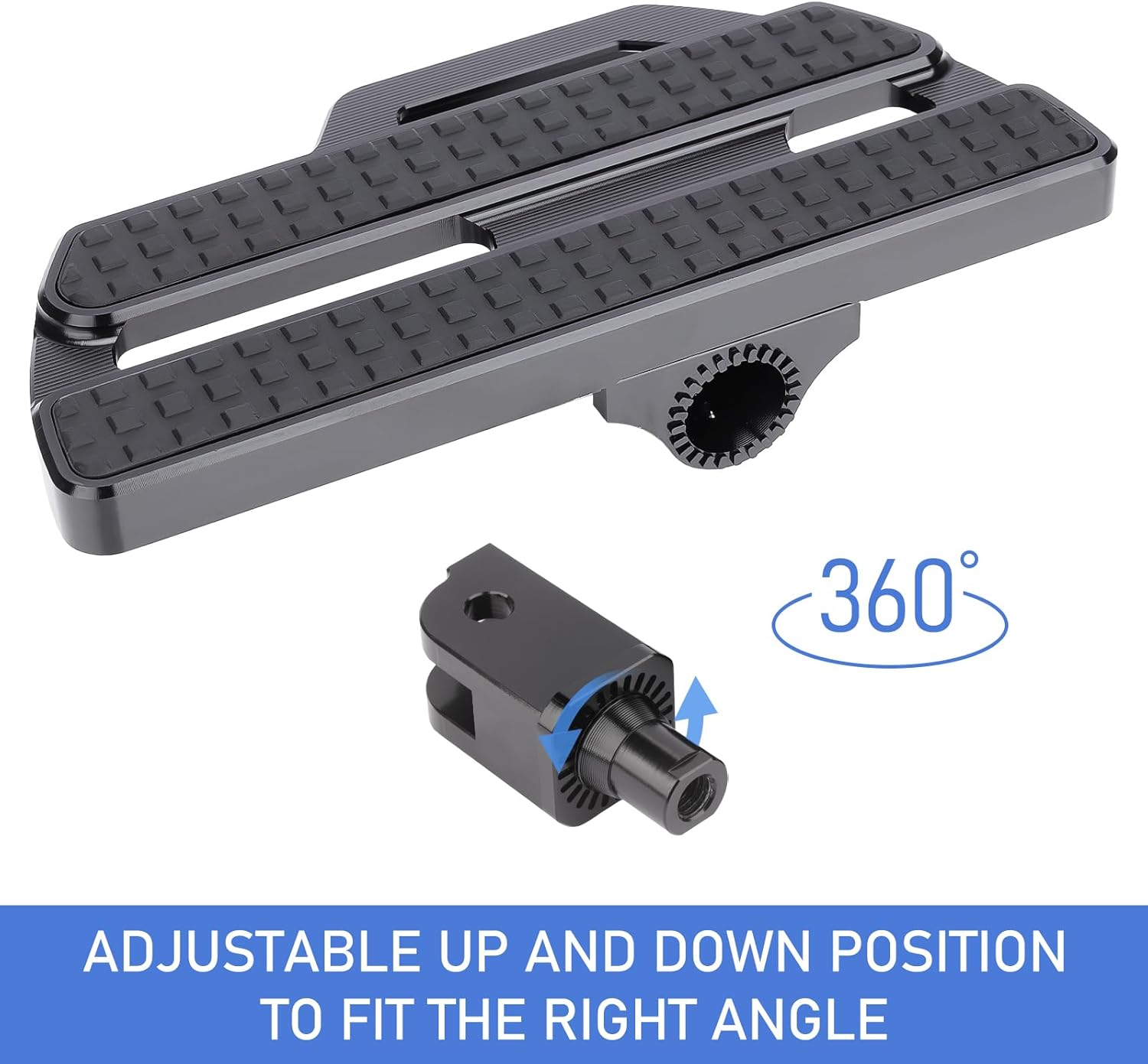 360° Adjustable Front Footboards for Harley Softail 2018-2024, Aluminum Alloy Rider Footrests with Non-Slip Platform, Ergonomic Fit, Weather Resistant, Bolt-On with Hardware (Black)