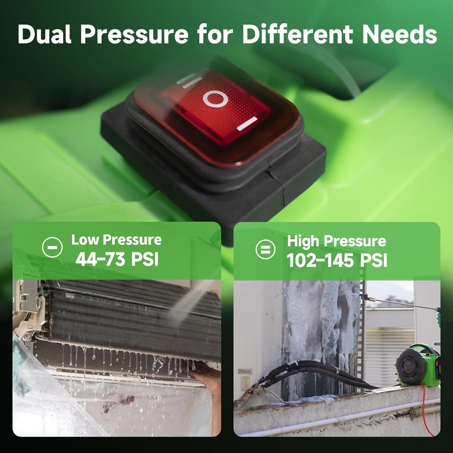 WIPCOOL C10B-AC Portable HVAC Coil Cleaning Machine, 80W Pressure, Dual Power(18-21V DC&100-240V AC), 1.1 GPM, 44-73/102-145 PSI, Includes AC Converter & Battery Adapters fit for Milwaukee/DeWalt