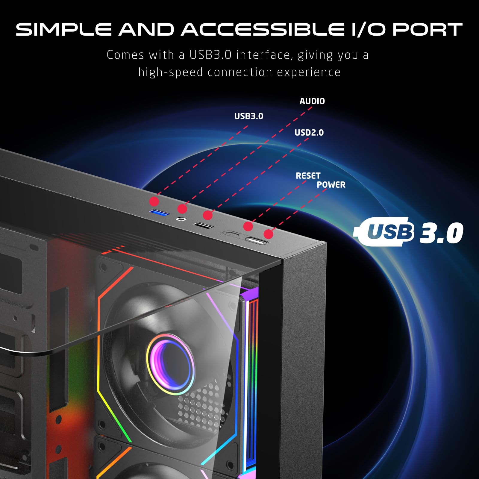 GAMEON Valkyrie X Mid Tower Gaming PC Case Nero con 4 ventole ARGB preinstallate, pannello laterale in vetro temperato, supporto ATX/M-ATX/ITX, 360 mm di raffreddamento a liquido, armadio da gioco ad