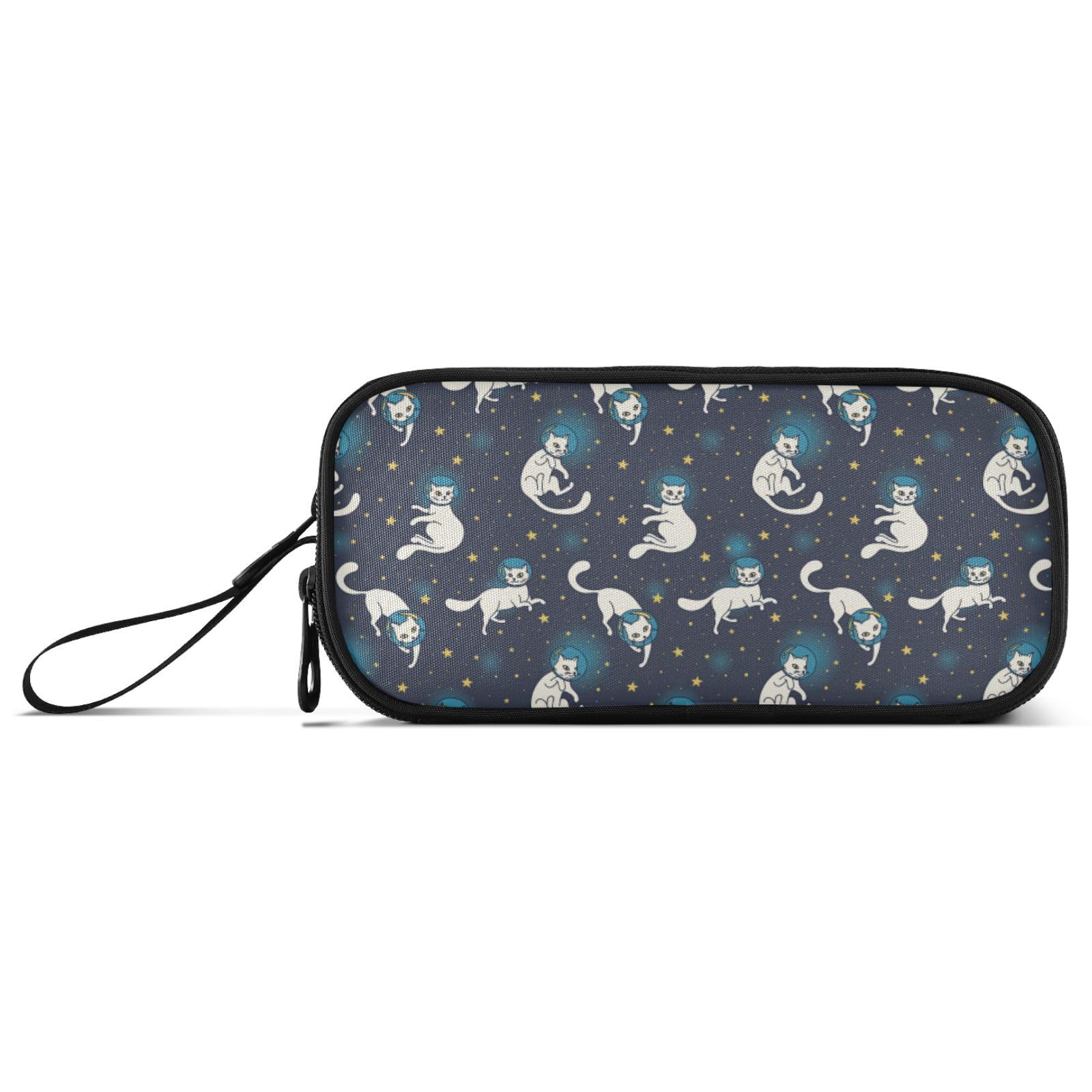 Large Pencil Case, Big Capacity Pencil Bag Pen Pouch Holder 3 Compartments, White Cat Astronaut Space School Office Supplies Stationery Makeup Bag Storage Organizer for Students Girls Boys Women โ image 1