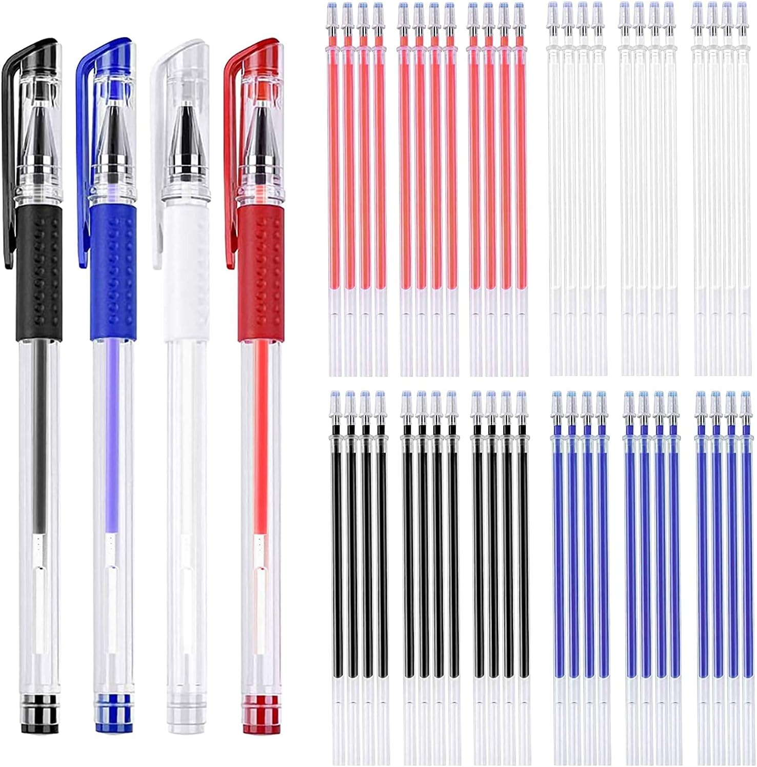 JANYUN 8-Piece Heat Erasable Pens for Fabric with 52 Refills - Fabric Marking Pens - Quilting, Sewing, DIY, Tailors - Black, White, Red, Blue