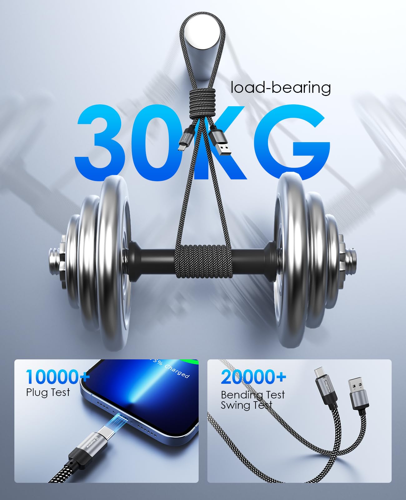 Magtame Cavo USB C, cavo magnetico da USB A a USB C per i_Phone 15 Pro Max Plus, in nylon spiralizzato tipo C per Samsung S23/S22, per Pad, prodotto originale