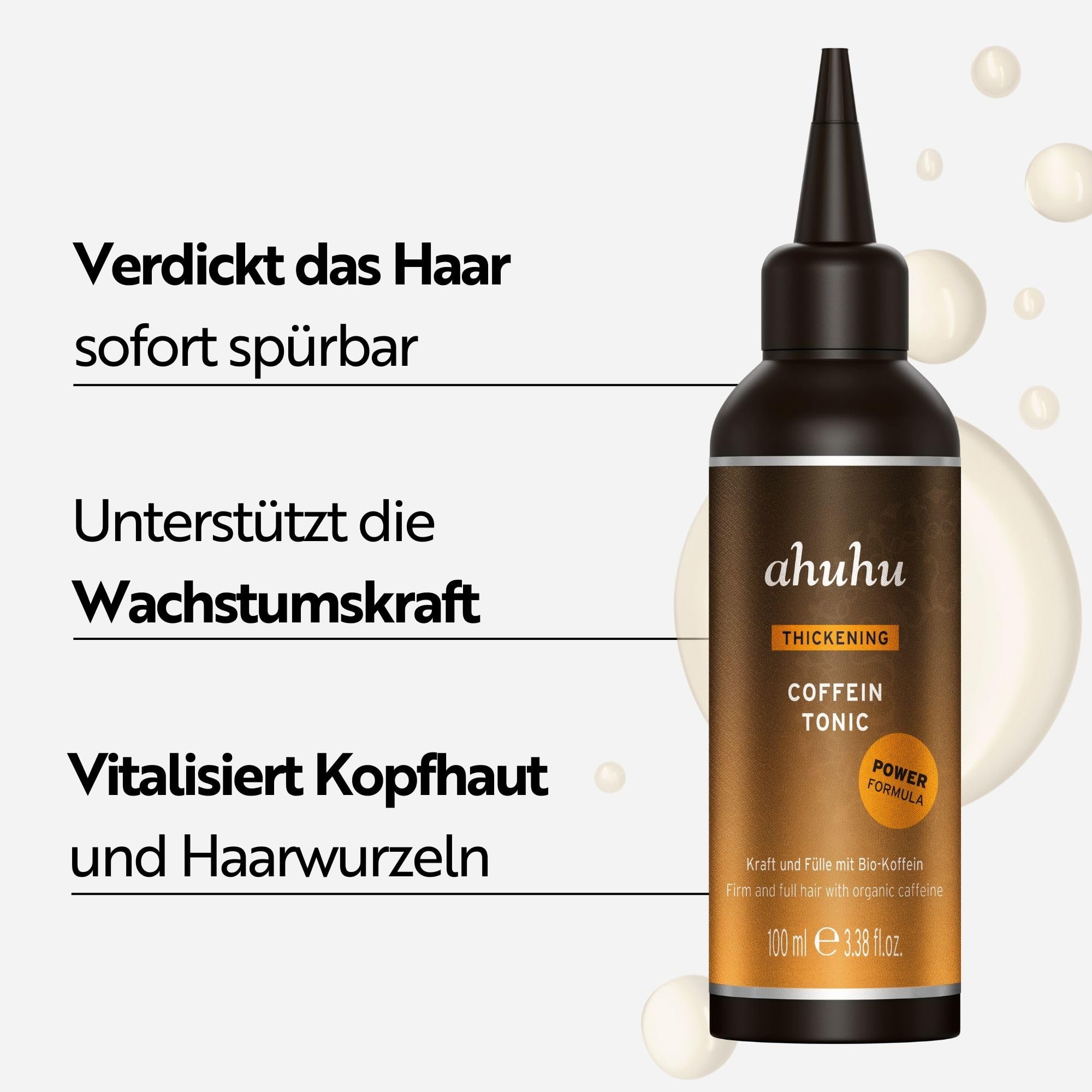 ahuhu Thickening Coffein Tonic Power Formula (100ml) | Haarausfall reduzieren & Haarwachstum fördern, Hair growth serum für kräftigeres Hair