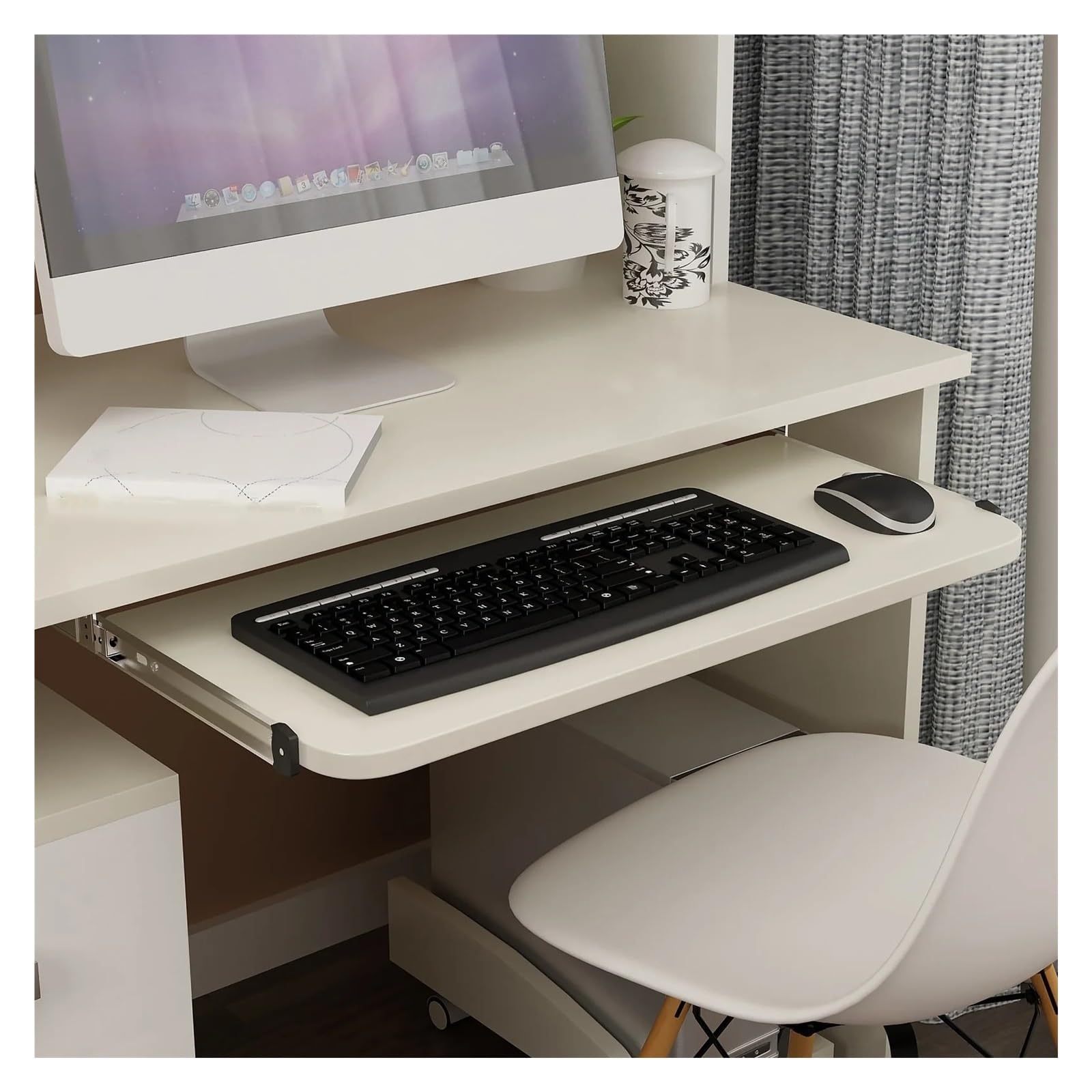 Sqqcreato One Color Under Desk Keyboard Tray 1 Pair Heavy Duty Keyboard Tray Slide Out Stand For Office Computer Desk With Adjustable Rails Slides Smooth