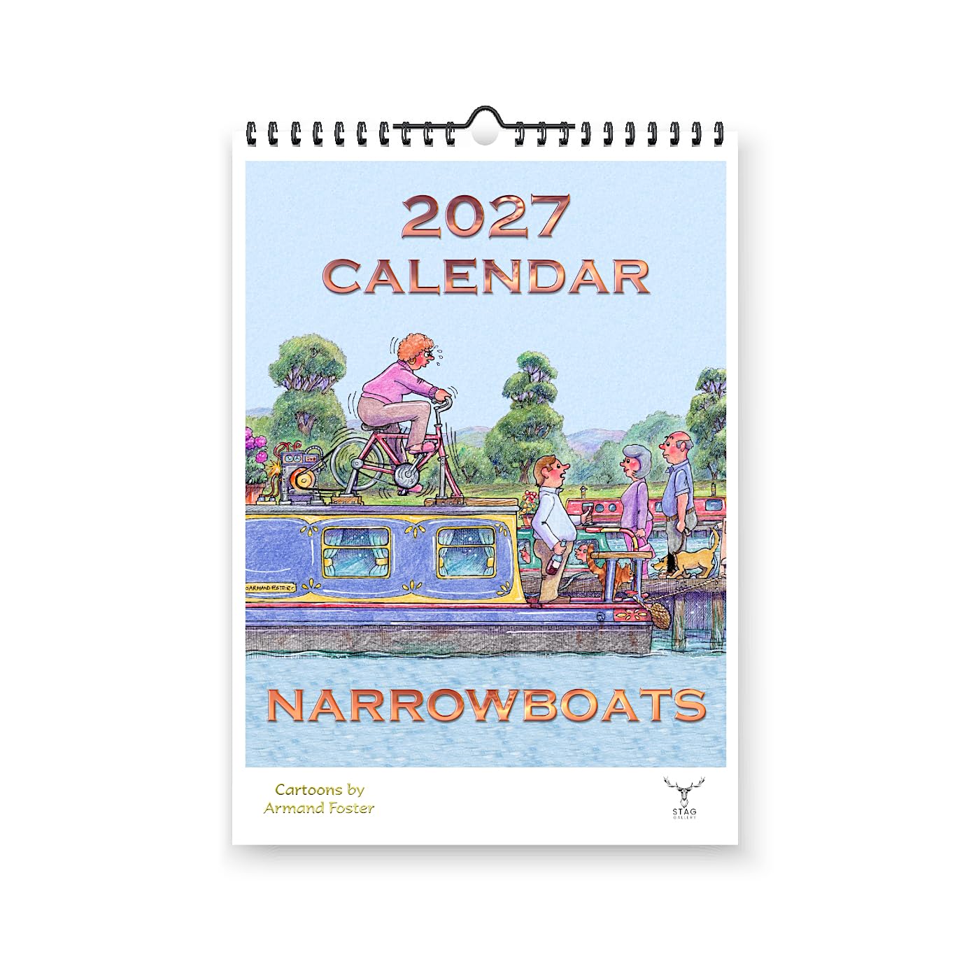 Narrowboats Humour Cartoon Funny 2027 Yearly Wall Hanging Calendar - Cartoons by Armand Foster