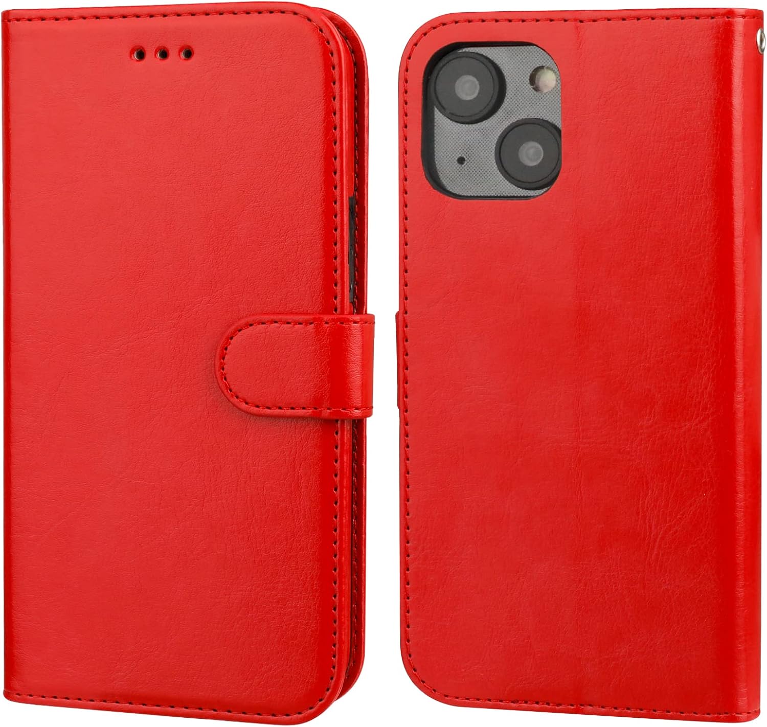 Bocasal Detachable Wallet Case for iPhone 14 Plus RFID Blocking Card Slots Holder Premium PU Leather Magnetic Kickstand Shockproof Wrist Strap Removable Flip Protective Cover 5G 6.7 inch (Red)