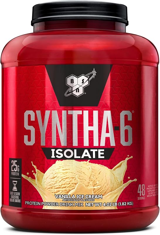 BSN SYNTHA-6 Isolate Whey Protein Powder, Vanilla Ice Cream, 48 Servings