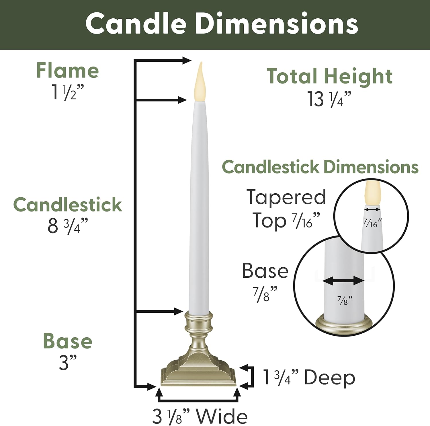 612 Vermont Battery Operated LED Window Candles with Timer, Remote Control, Warm White Flicker or Steady On, VTR1660P-4 (Pack of 4, Pewter)