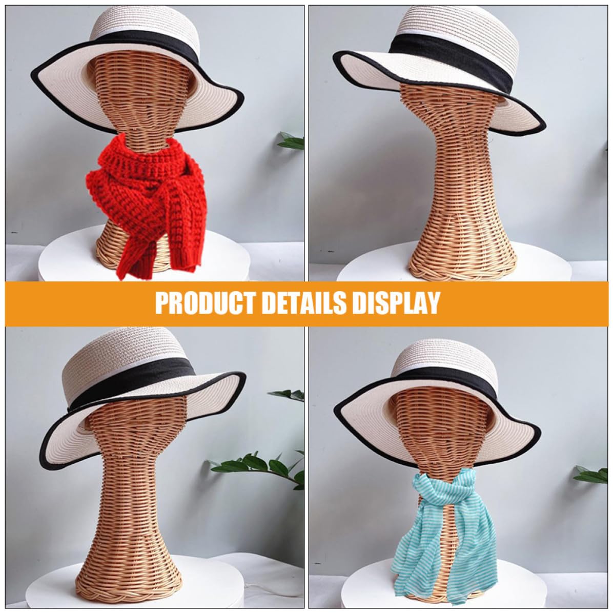 Expositor o Resistente Único Organizar y Hogar para Diseño Gorras de Tejido de Ratán Marrón Construcción Sombreros Tienda