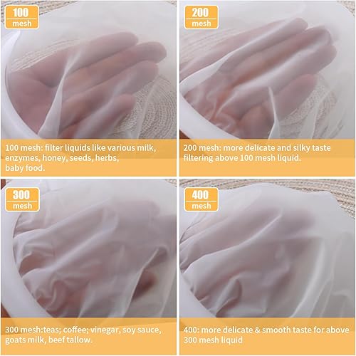 Miniatura 3 de Juego de coladores de malla múltiple premium, paquete de 4  malla 100200300400, tamiz de malla fina de nailon y plástico para té, café, leche de