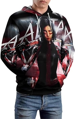 azito Alita-Battle-Angel - Sudadera con capucha con capucha y bolsillos, estampado 3D, unisex, a la moda, talla 2XL