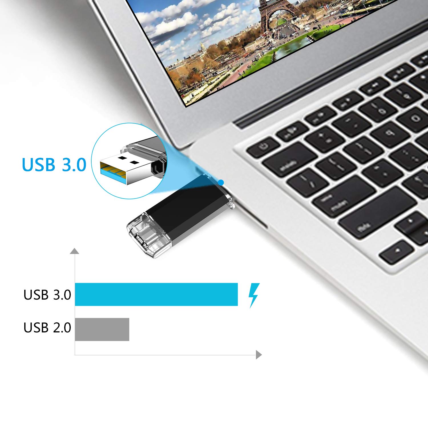 KEXIN Clé USB Type C 512Go 3.0 OTG Clef USB 3.0 et USB C 512 Go Cle USB Flash Drive 512 Giga 2 en 1 à Capuchon pour PC et Android Smartphone Doté Type C et OTG Activé (Noir)