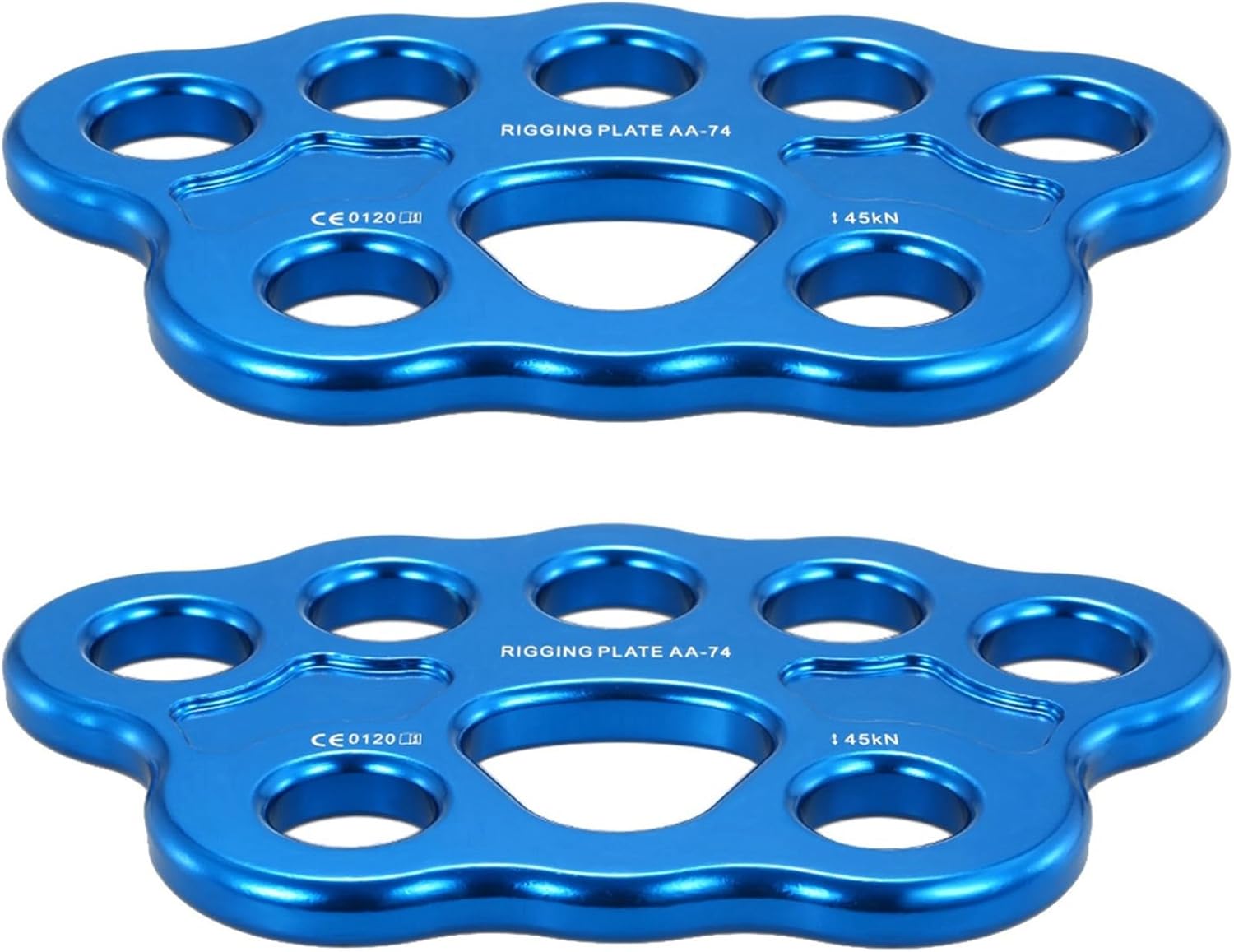 2X 8 Holes Outdoor Rigging Plate 45KN Rock Climbing Mountaineering Anchor Point Connector Gear Rigging Plate, Blue