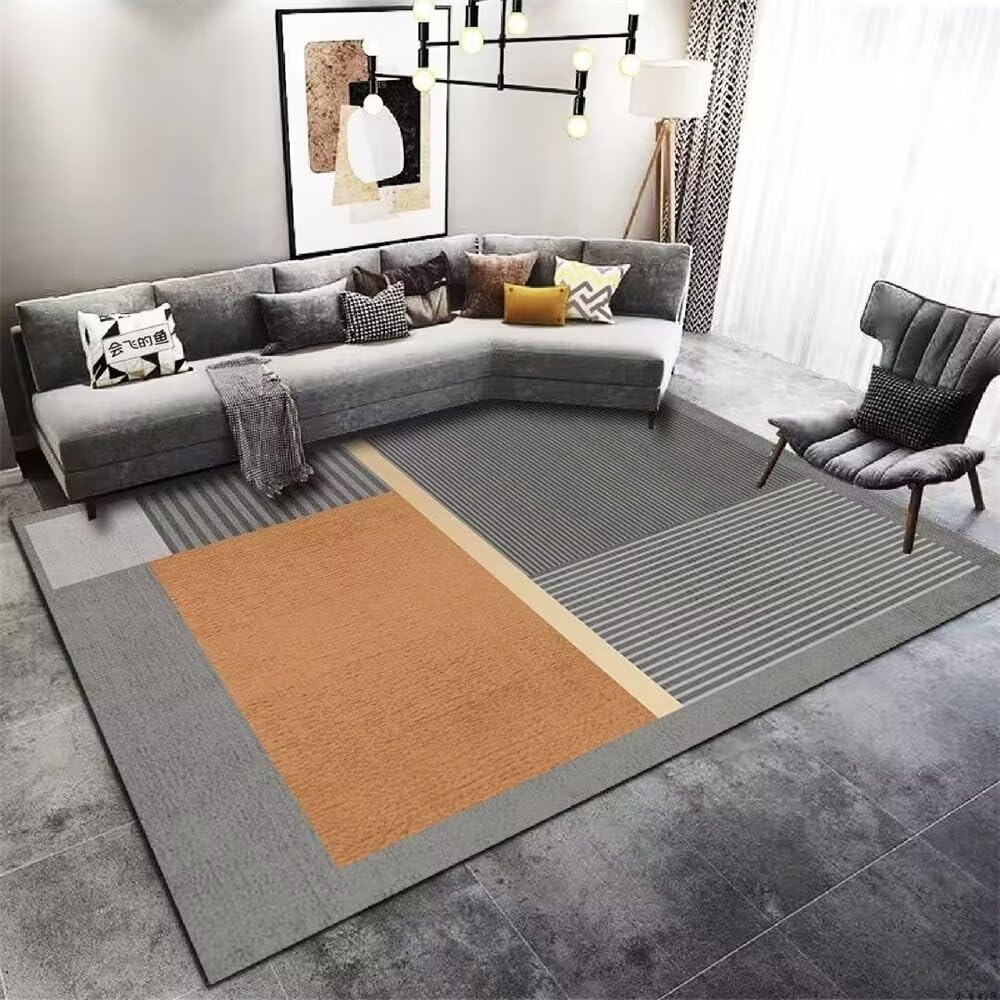 Tapis long couloir gris minimaliste 70x140 cm étanche pour entrée et chambre