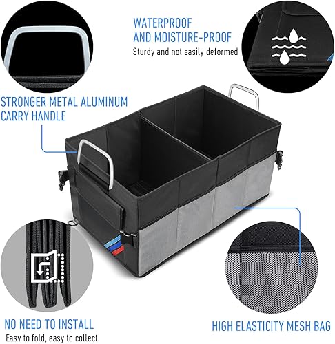 Miniatura 6 de Organizador de maletero de automóvil, portátil, plegable, impermeable, tela Oxford, mango de aluminio, ideal para SUV, automóviles, camping,