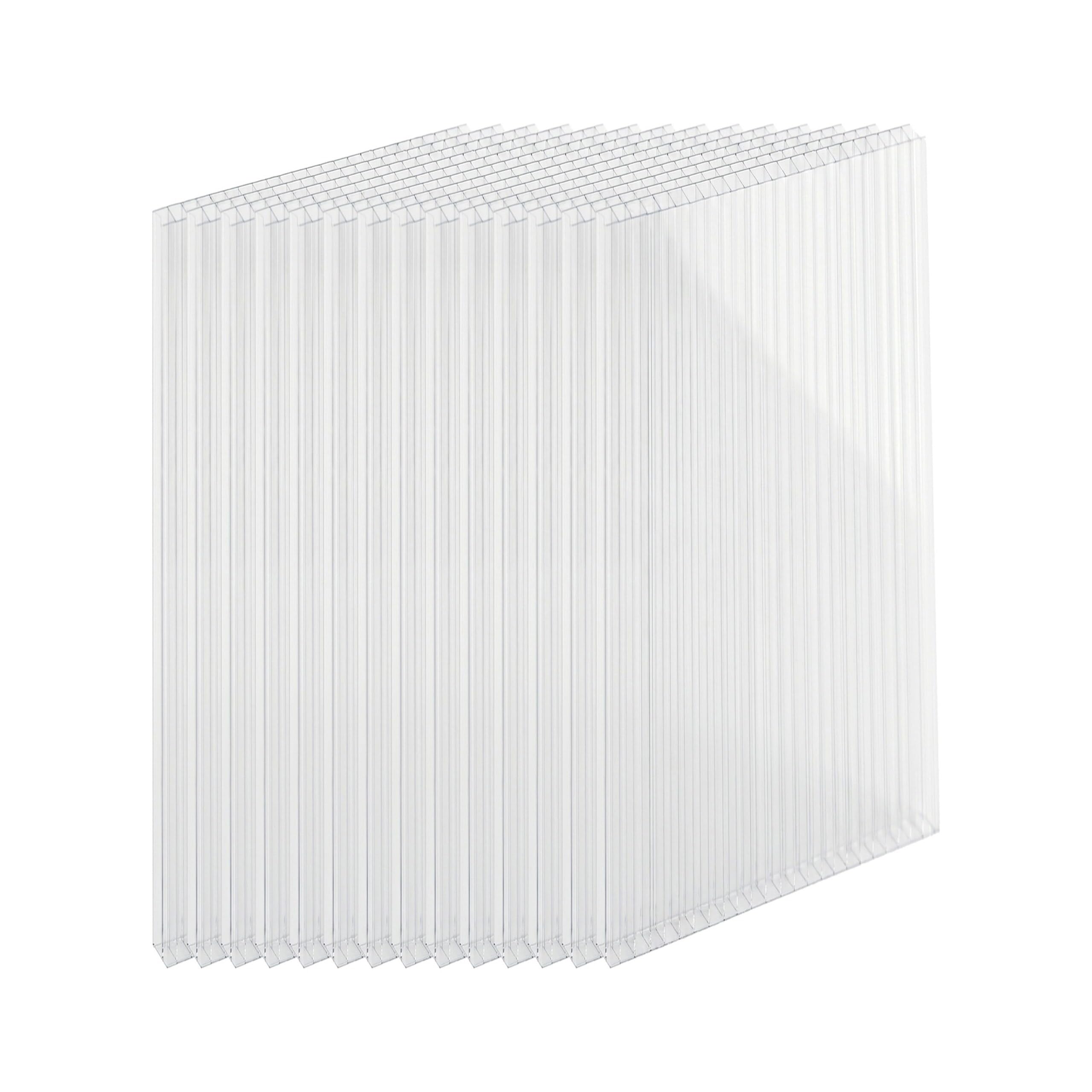 Relaxdays Doppelstegplatten 10er Set, Hohlkammerplatten 6mm, für Gewächshaus, HB: 121x60,5 cm, Polycarbonat, transparent