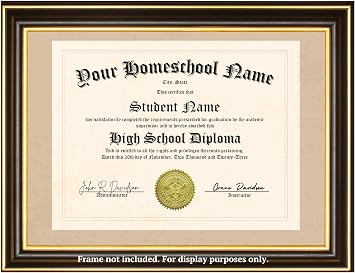 Custom Homeschool High School Diploma with Embossed Gold Foil Seal. Free Card and Keychain! Ships in Free Black & Gold Foil Diploma Holder. Two Signature Lines.