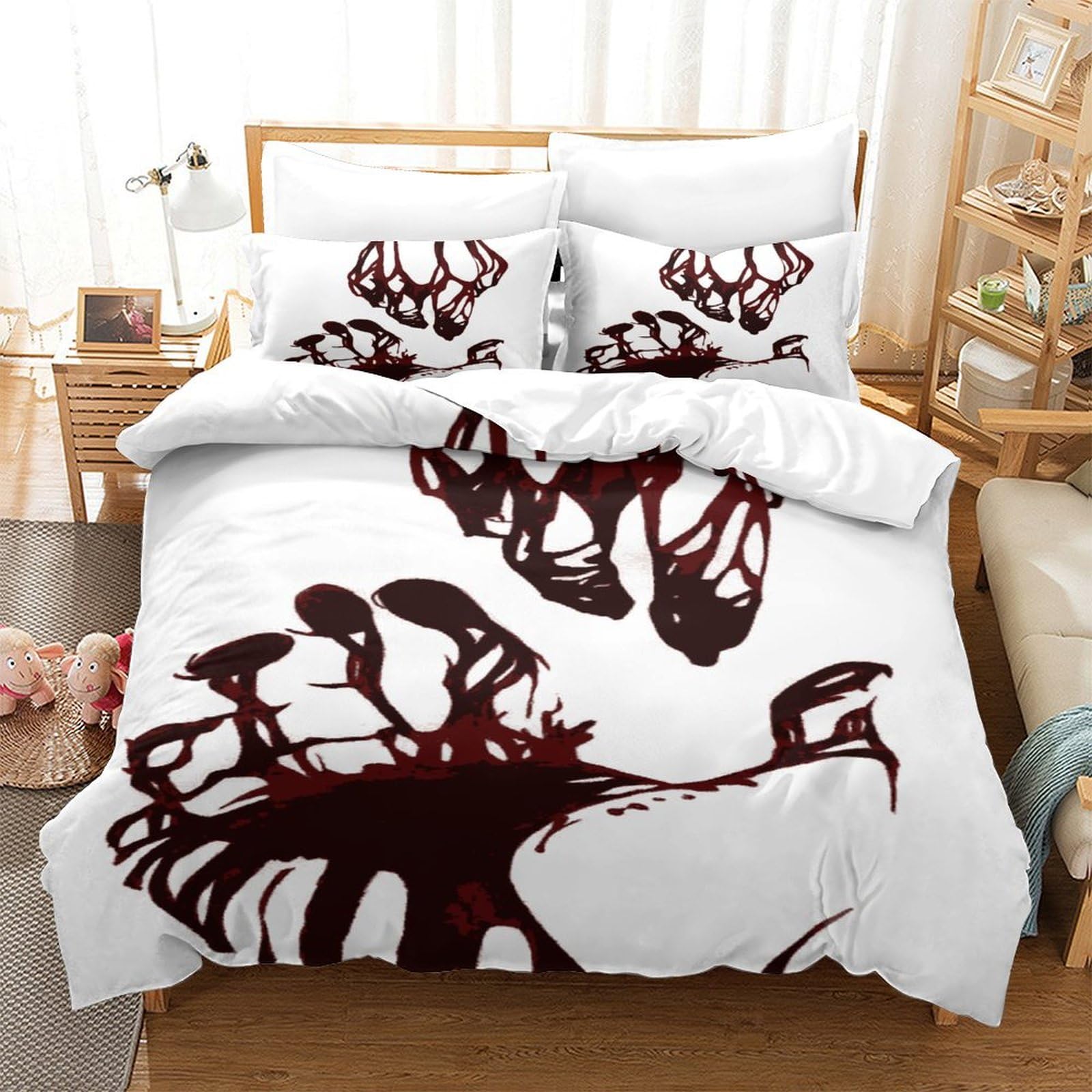 P1S9U7W5Y Unique Horror Blood Handprint 3D Printed Duvet Cover Set 3pcs Microfiber Scary Bedding Set King（220x240cm）