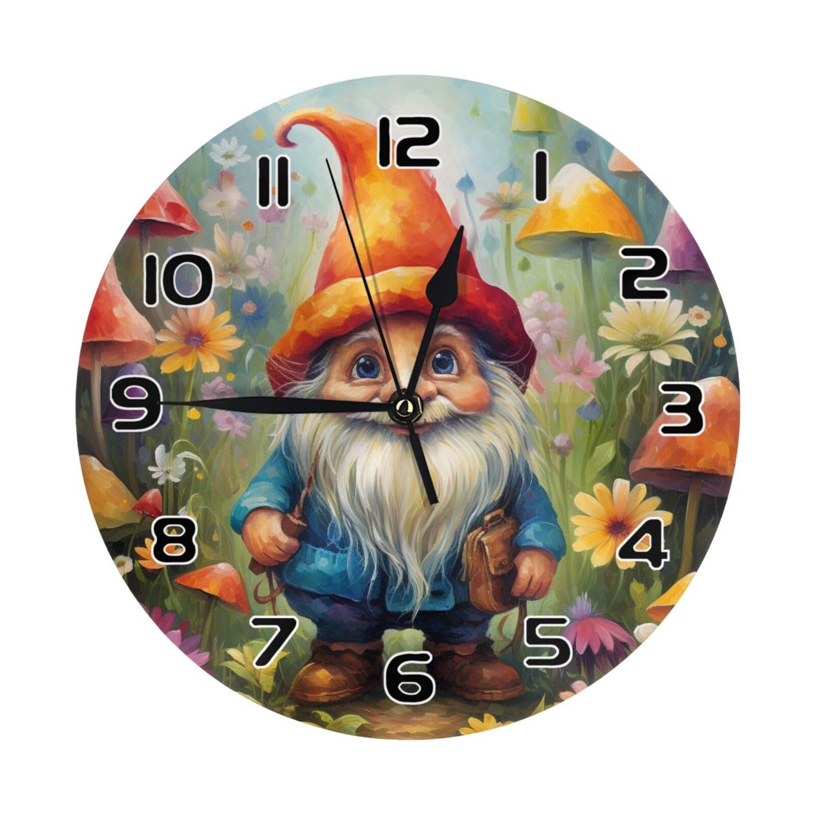 Horloge murale ronde florale de 25,4 cm silencieuse pour salon et cuisine