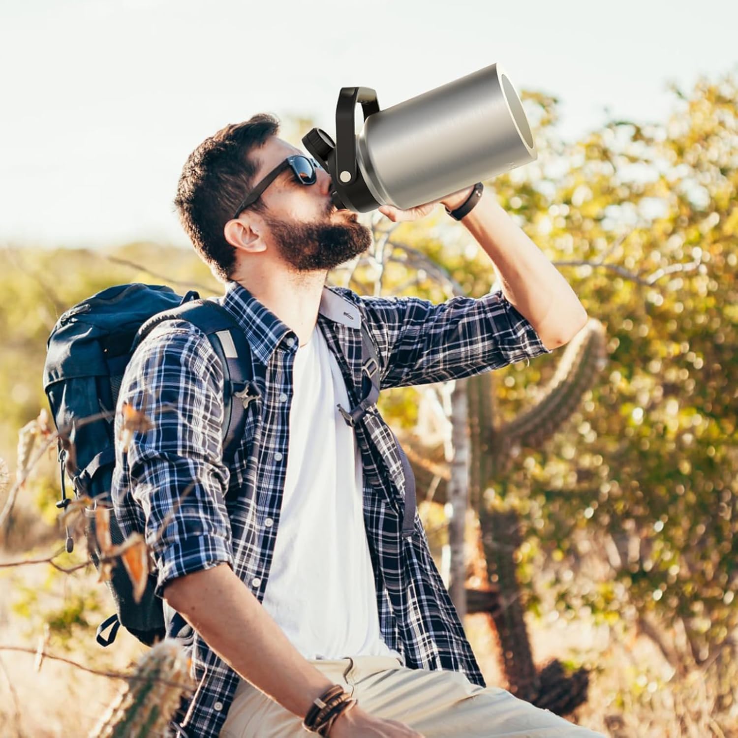 WATERSY Half Gallon Water Bottle Insulated(Cold for 48 Hrs),BPA Free&Leak Proof,64oz Stainless Steel Water Jug/Flask,Big thermo,Large Water Bottle with Handle for Gym,Hiking,Camping,Stainless - Image 7