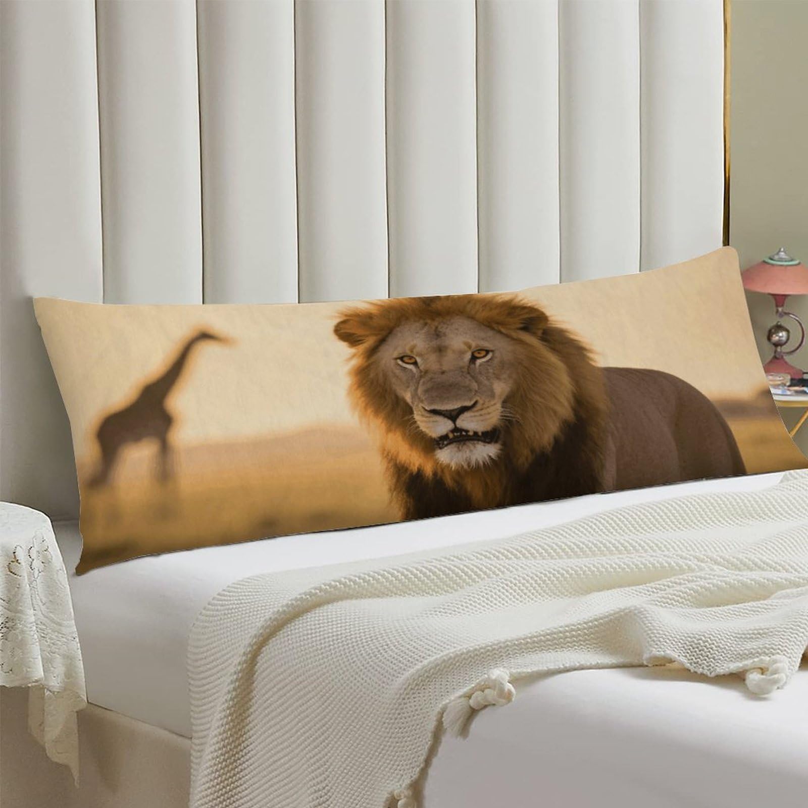 Body Pillow Cover 20x54 Long Pillow Case with Invisible Zipper Breathable Microfiber Grassland Lion Pillowcase Soft Cozy Protector for Bedroom Couch Sofa Bed Home Decor All Seasons