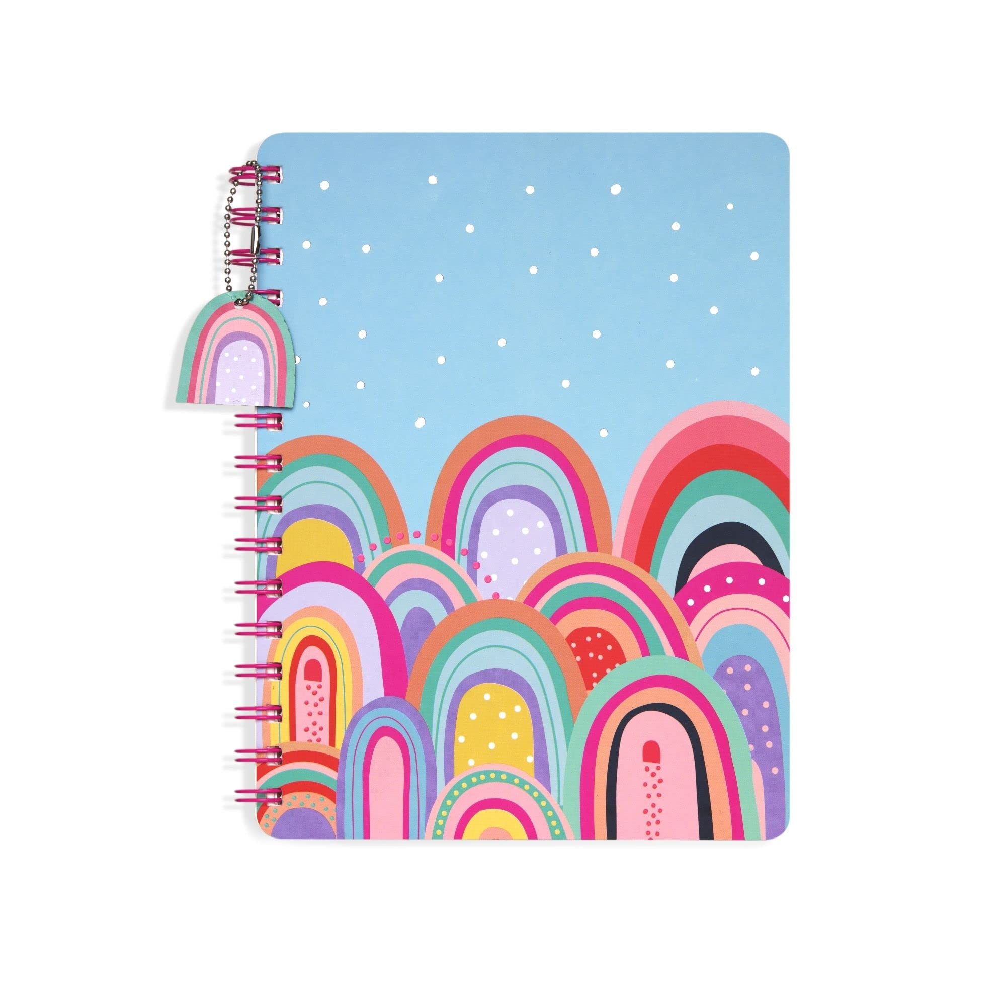 DOODLE Wiro Glam Hard Bound Spiral Notebook Diary with Bookmark Dangler and Sticker Pages I B5 I Undated I 160 Ruled Pages (Joyful Arcs)
