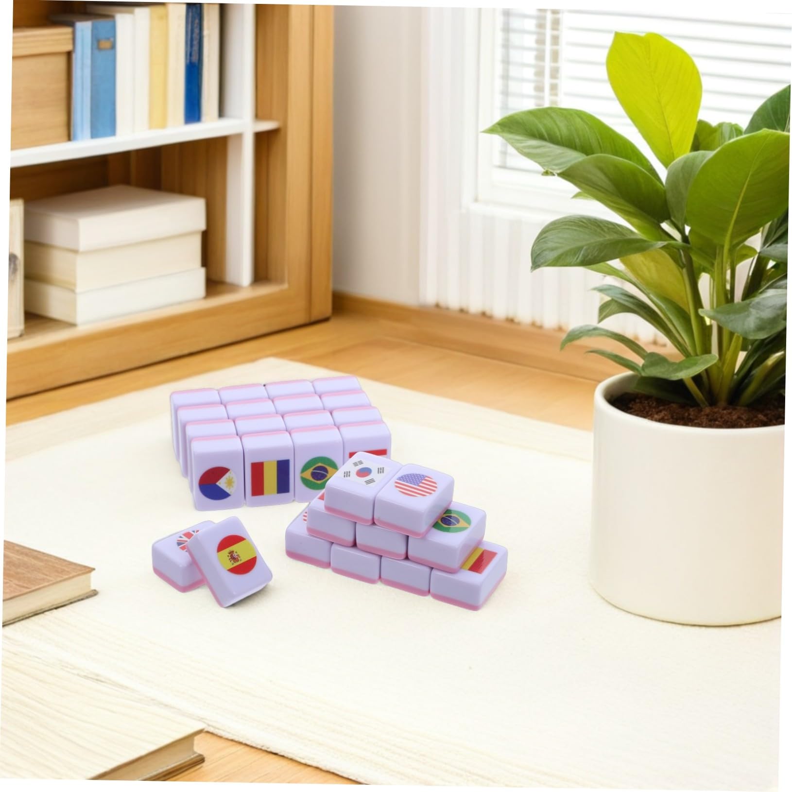 ERINGOGO 64 Elementy Gry Planszowej Mahjong Z Flagami Narodowymi Flagi Międzynarodowe Dopasowywanie Flag Małe Płytki Mahjong Przenośna Gra W Płytki Gra Planszowa Z Flagami Państw