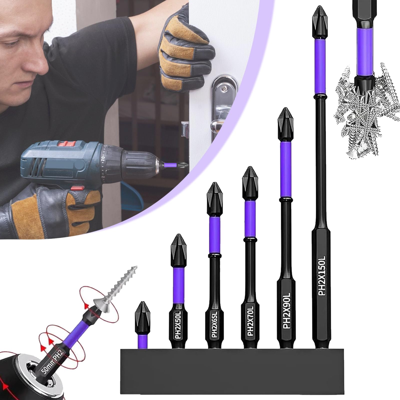 Sueeas - Upgraded High Hardness and Strong Magnetic Bit, Sueeas Upgraded High Hardness and Strong Magnetic Bit, Anti-Slip and Shock-Proof Bits with Screwdriver Bits (1 Set)