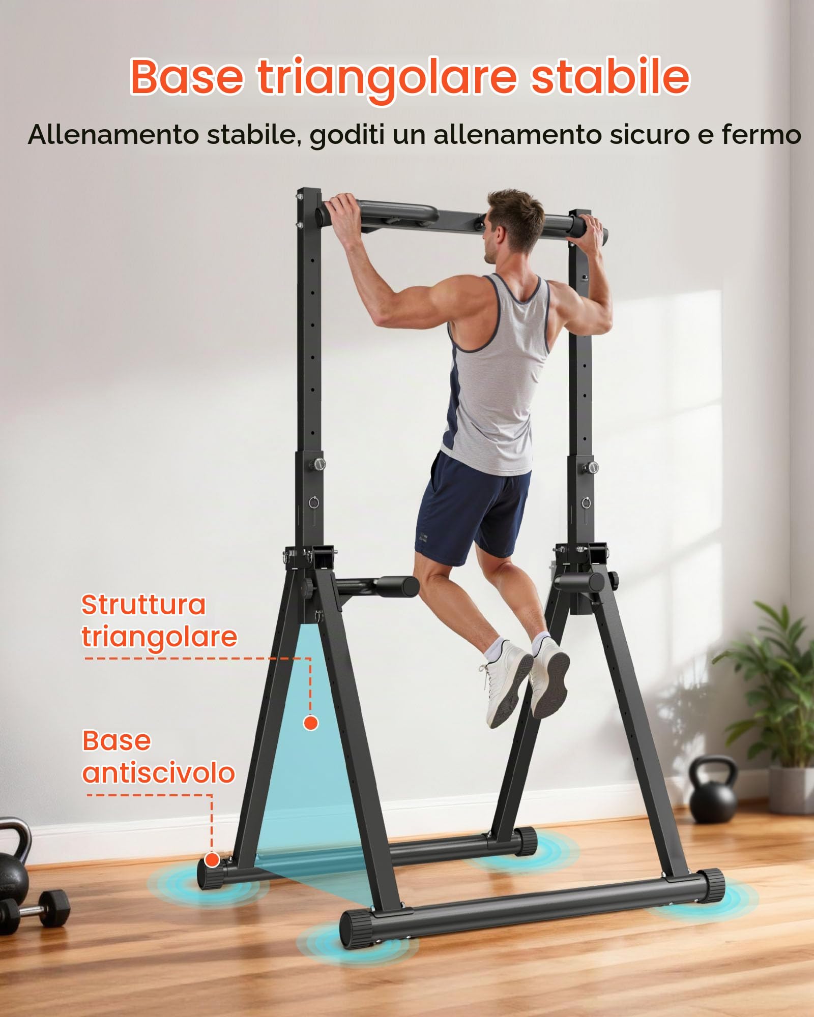 VEVOR Barra per Allenamento della Schiena con Capacità di Carico di 150 kg, Struttura Triangolare e Robusto Tubo in Acciaio, Altezza Regolabile in 9 Posizioni, per Allenamento della Forza di Braccia
