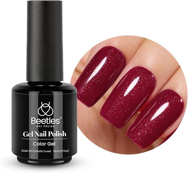 beetles15 ml Burgundy Maroon Dark Red Christmas Fine Glitter Red Gel Nail Polish Solid Color Soak Off LED UV Lamp DIY Decoration Manicure Art Design Salon at Home Queen of Hearts Collection Gift