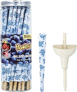 Honeypuff Pre Rolled Cones, 72 Pack Blueberry Flavored Cones, King Size Pre-Rolled Cone Fruit Juice Rolling Papers