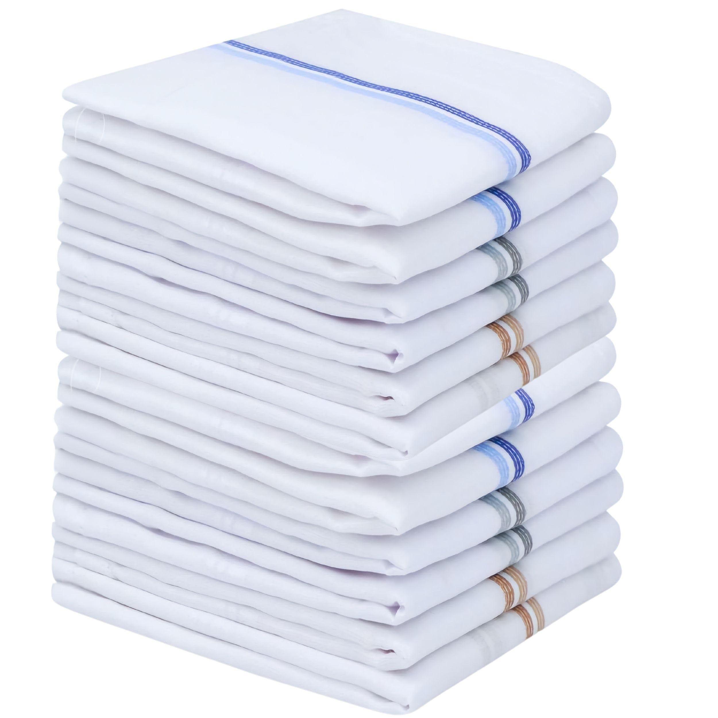 yuneek minmum Mens Premium Cotton Handkerchief White Base Colored Border Hanky Set Pack of 12-picture-44