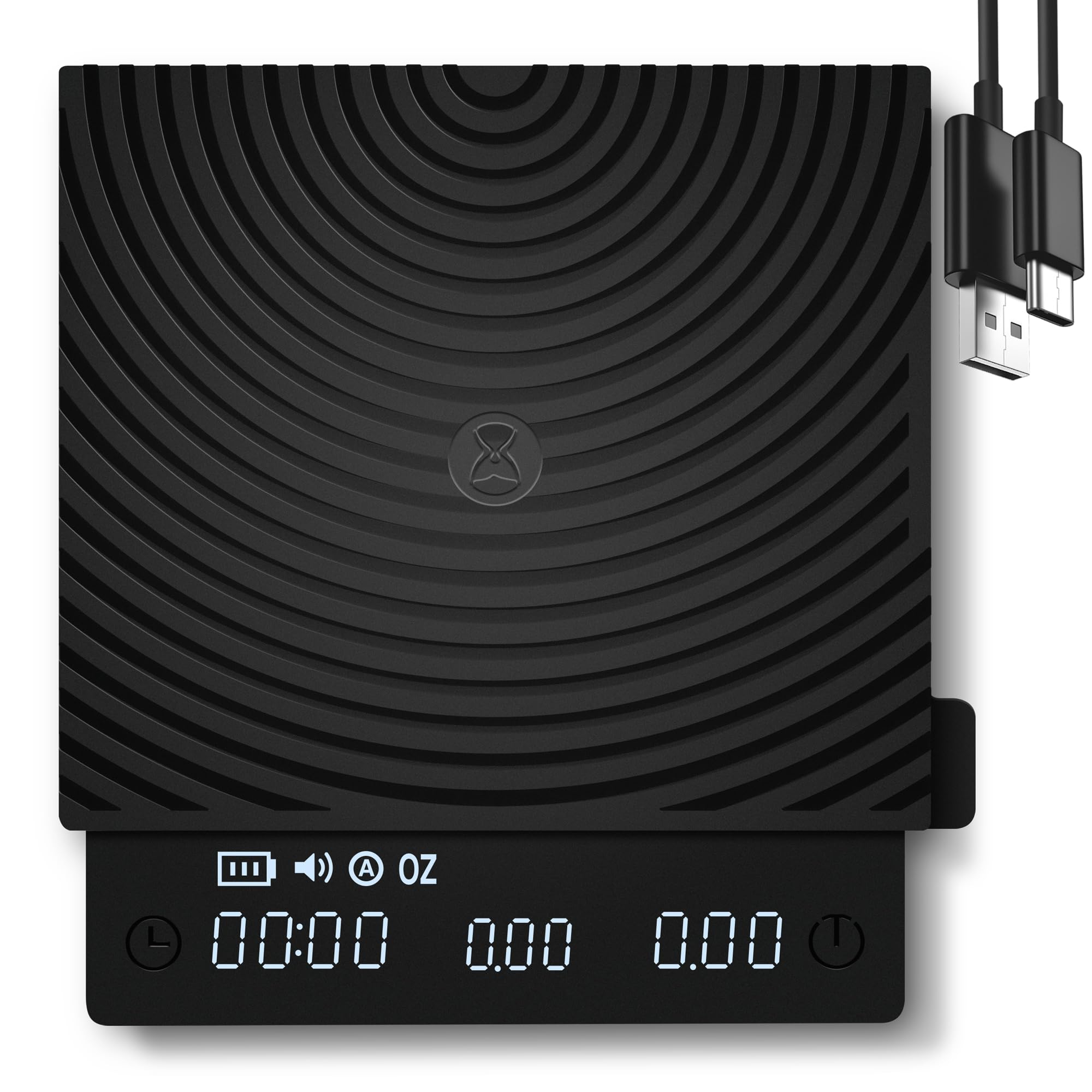 Black Mirror Mini, Digital Coffee Scale with Timer, 2kg/0.1g, Flow Rate Function, Compact and Portable, Silicone Protective Pad, Espresso Scale, Black