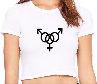 Knaughty Knickers MMF Threesome Symbol Shared Swinger Hotwife Vixen Two Men White Crop Top Adult Flirty Fun