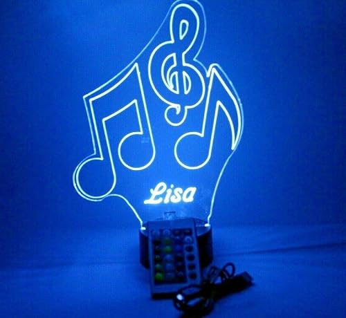 MIRROR MANIA Notas musicales triples, instrumento musical, cantante, jugador, luz nocturna, grabada con LED, nombre personalizado, regalo