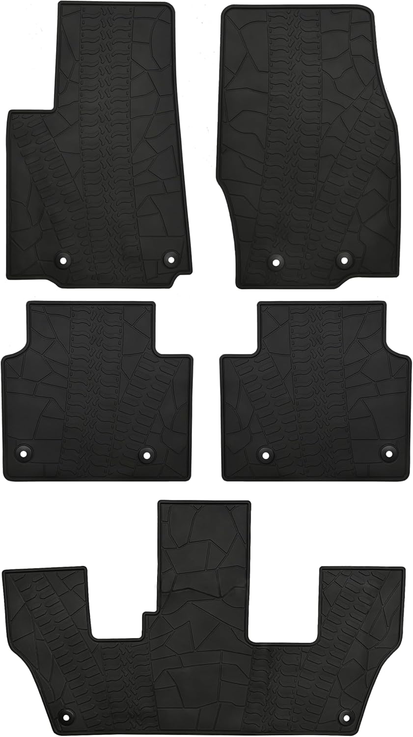 Car Floor Mats Custom Fit for Jeep Grand Cherokee L 2021-2024 Rubber Auto Floor Liners Set All Weather Protection, Black(Only for 6 Seater Without Center Console) 2021-2024 Grand Cherokee L Mats Full Black