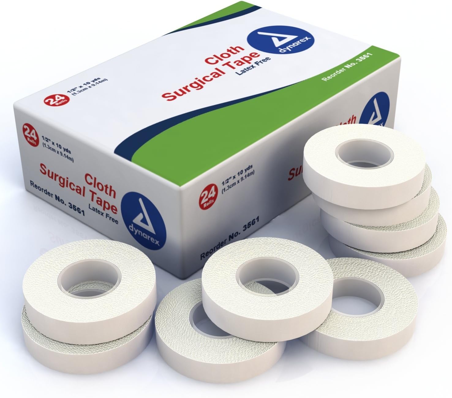 Cloth Surgical Tape, Durable, Soft-Smooth Silky Fabric, Latex-Free, Tearable, Secure Adhesion, White, 0.5" x 10 yds, 1 Box of 24 Rolls of Tape