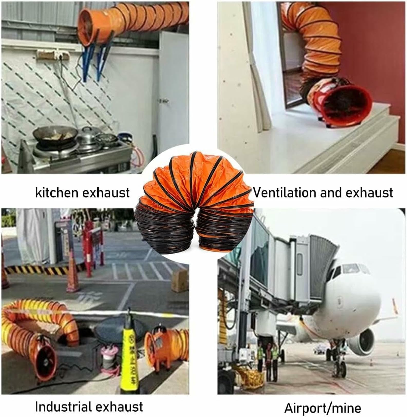 Manguera de Aire Flexible ignífuga, Manguera de ventilación para sopladores y extractores, Manguera portátil para extractores, Tubo de ventilación Duradero.