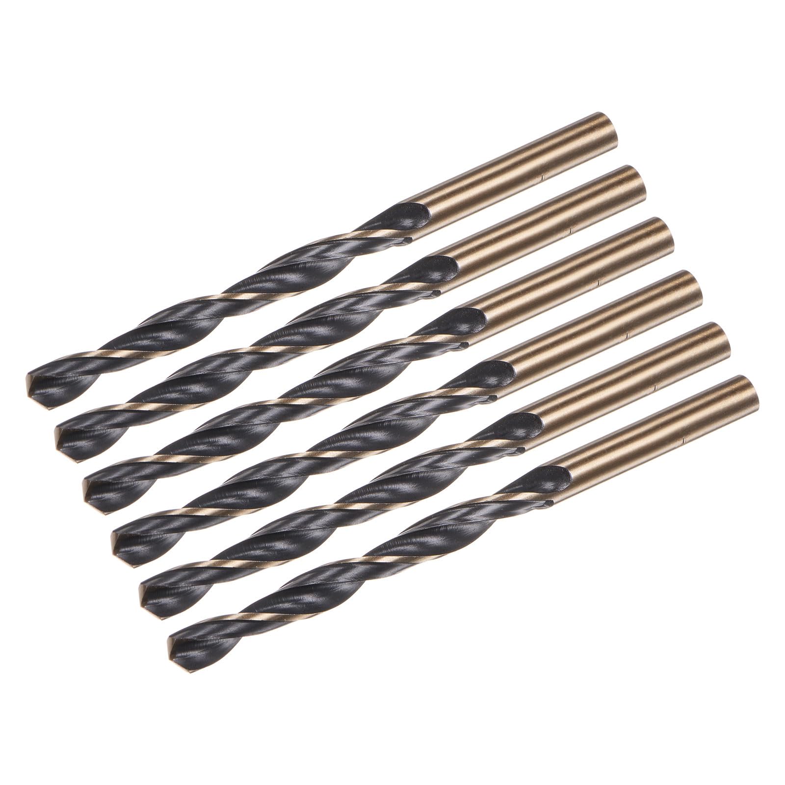 uxcell6pcs Jobber Drill Bits 6mm (0.236") Black Nitride & Gold Titanium Coated M2 High Speed Steel (HSS) Twist Drill Bits for Stainless Steel Aluminum Alloy Metal