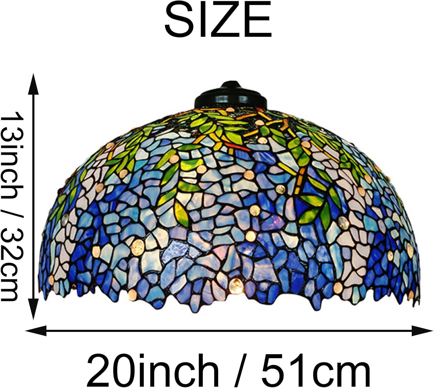 Tiffany Lamp Shade Replacement, 20X13 Inch Stained Glass Lampshade Only with Cap Fit for Table Lamp Floor Lamp Reading Desk Decorative accent Lamp home Office Pendant Light Ceiling Fixture,Wist