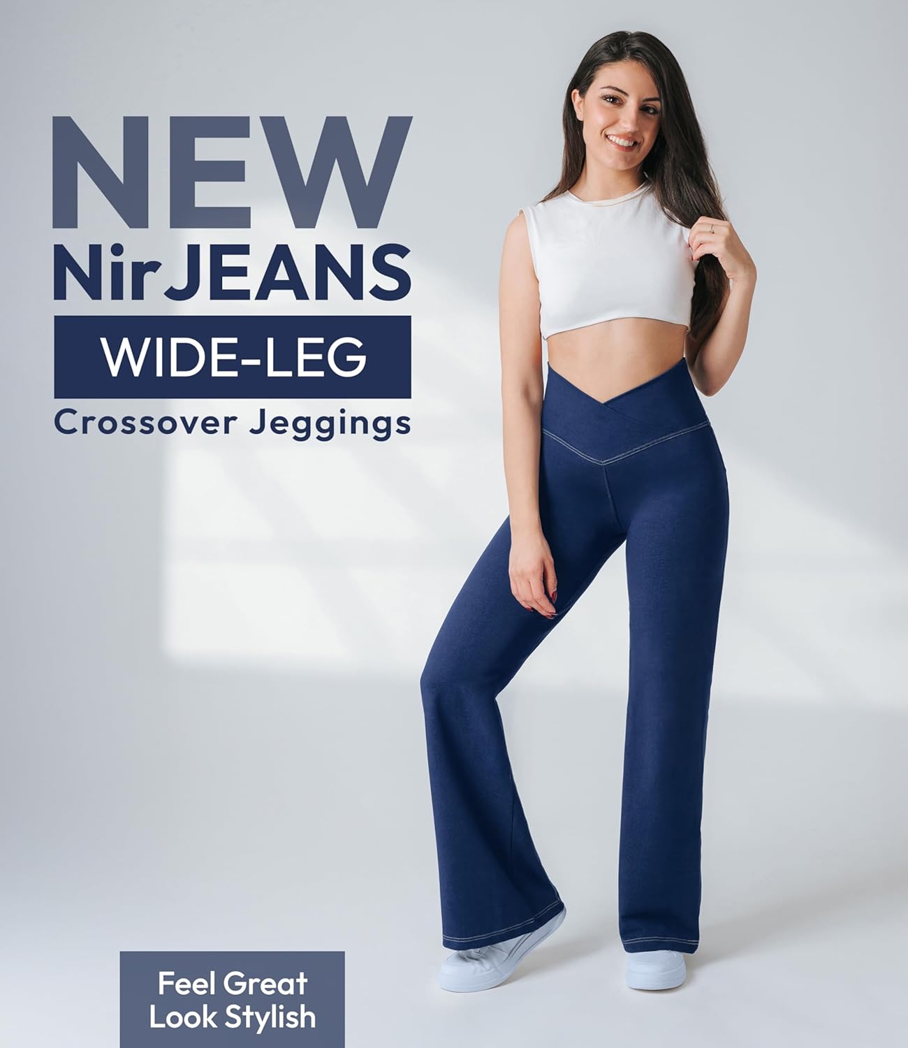 Nirlon Women's Wide Leg Crossover Jeggings - Image 2