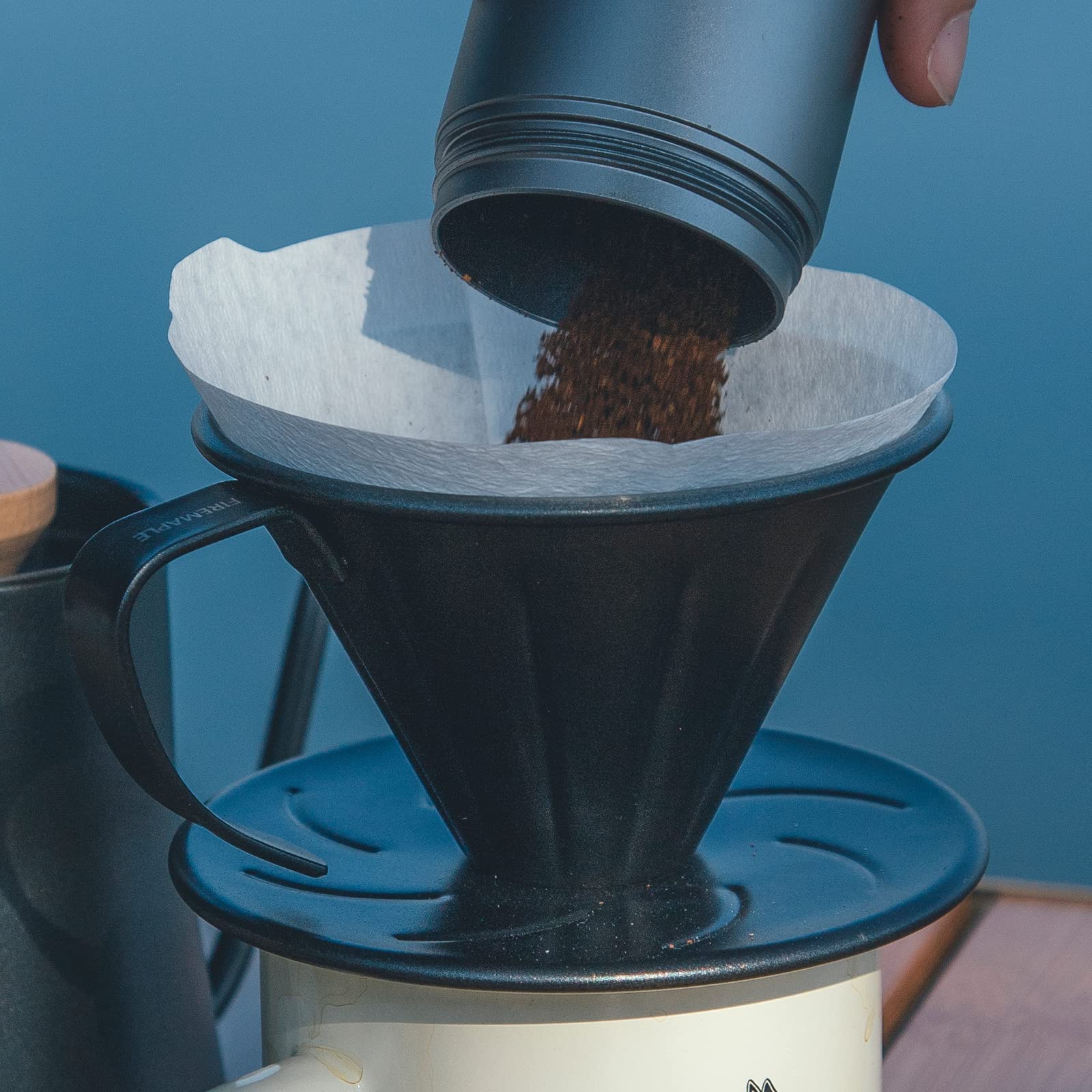 FIREMAPLE Orca Pour Over Coffee Filter Stainless Steel Coffee Filter Cone Dripper Cup, 4 cups - Image 4
