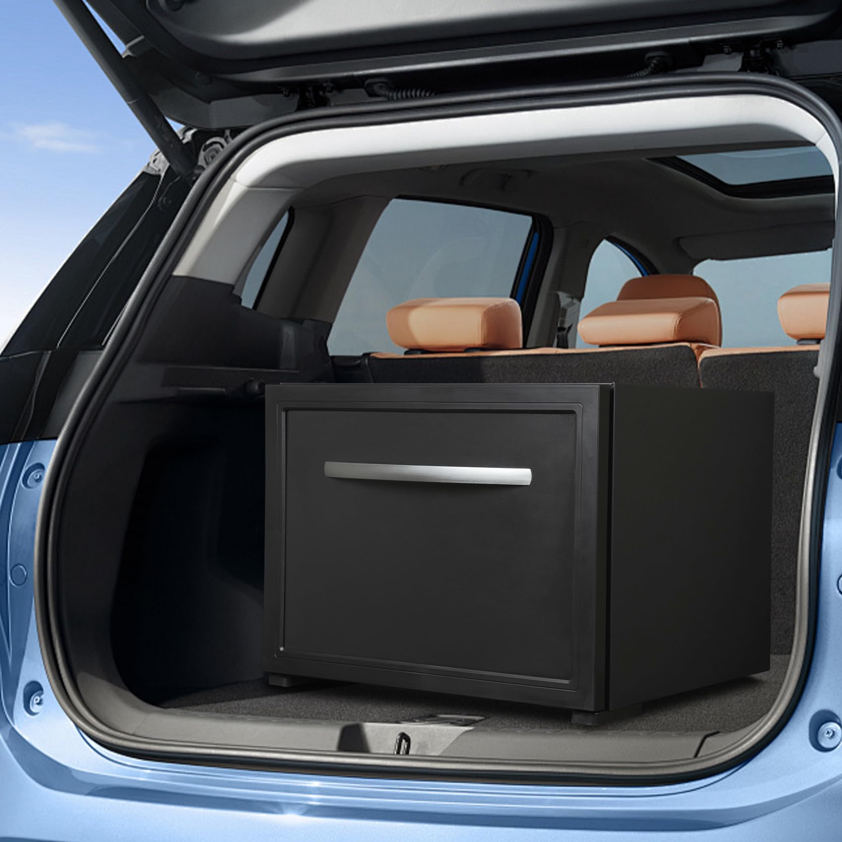 SMETA 45L Camping Schublade Kühlschrank, Absorber Auto kühlschublade Leiser Betrieb, 12V 230V Camper kühlbox für Wohnmobil, Reise, Auto, Boot, LKW, Camping, Schwarz Verstellbare Füße, 0-15°C
