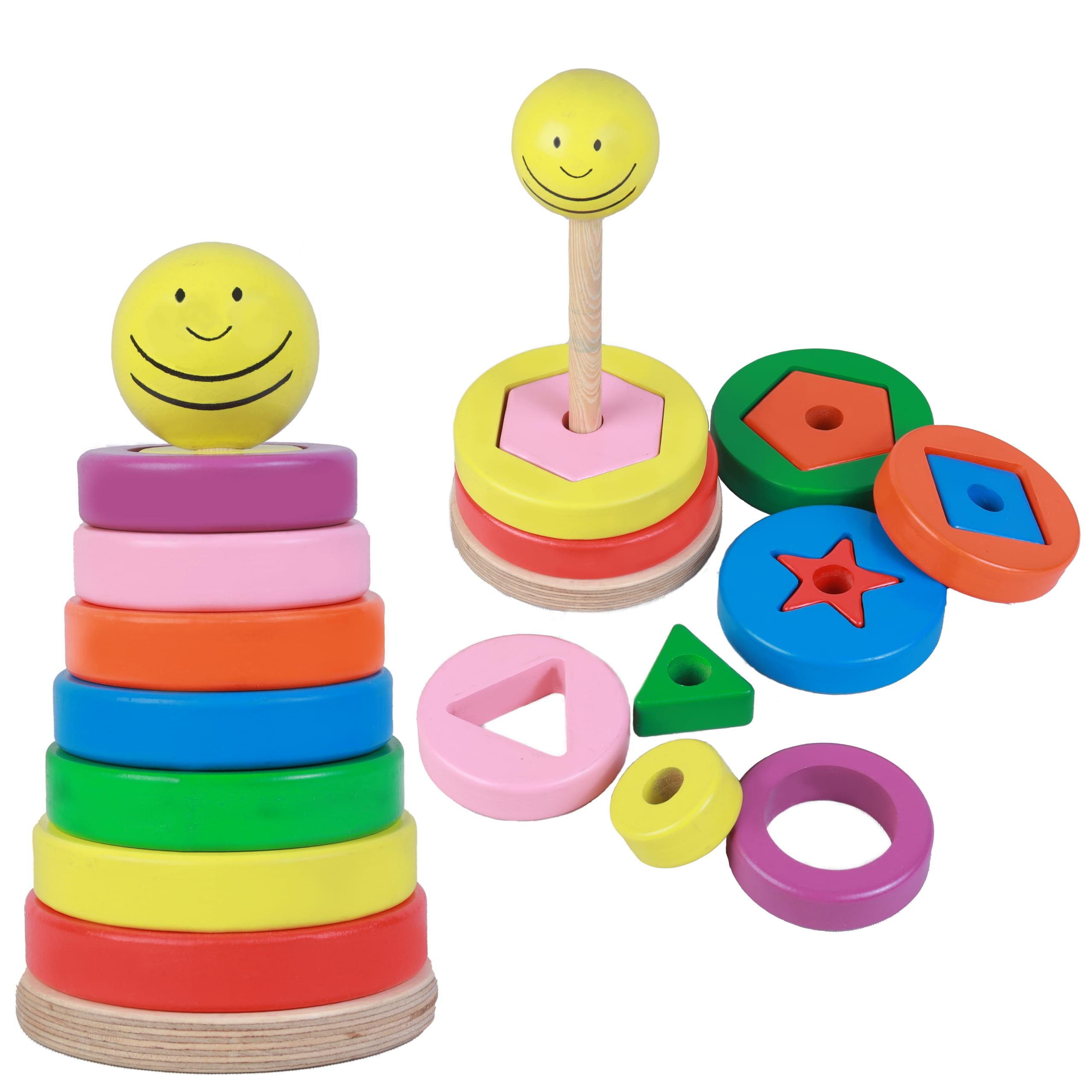 SmartBee Toys SMARTBEE Stackers and Puzzles (Rainbow Shape Stacking Tower)