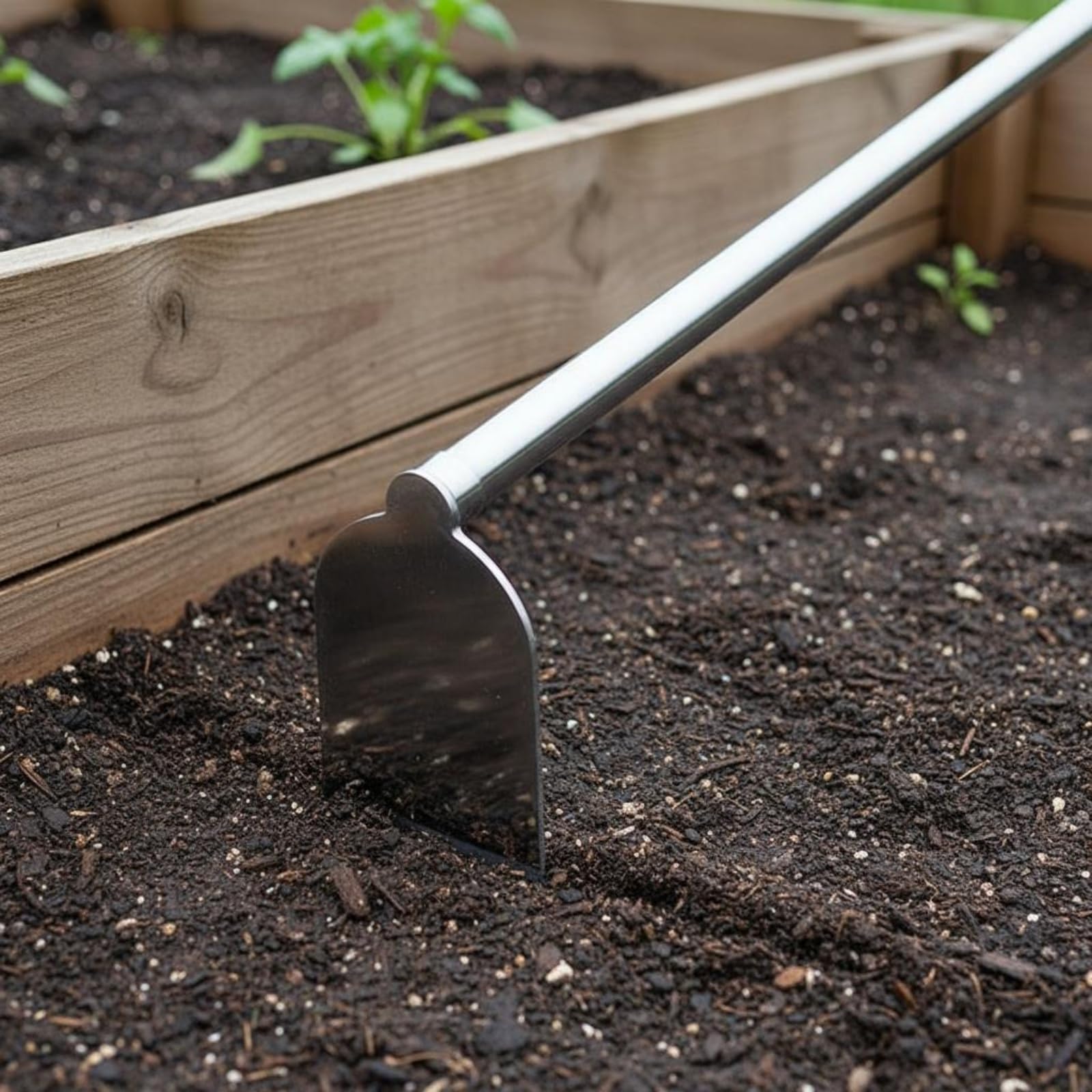 Herramienta de Jardinería de Mango Largo Gruesa Herramienta Jardinería Acero Inoxidable para Jardín, 10219-Acero Inoxidable De 10 Cm De Ancho, Azada Estrecha De Acero Completo De 1.2 Metros