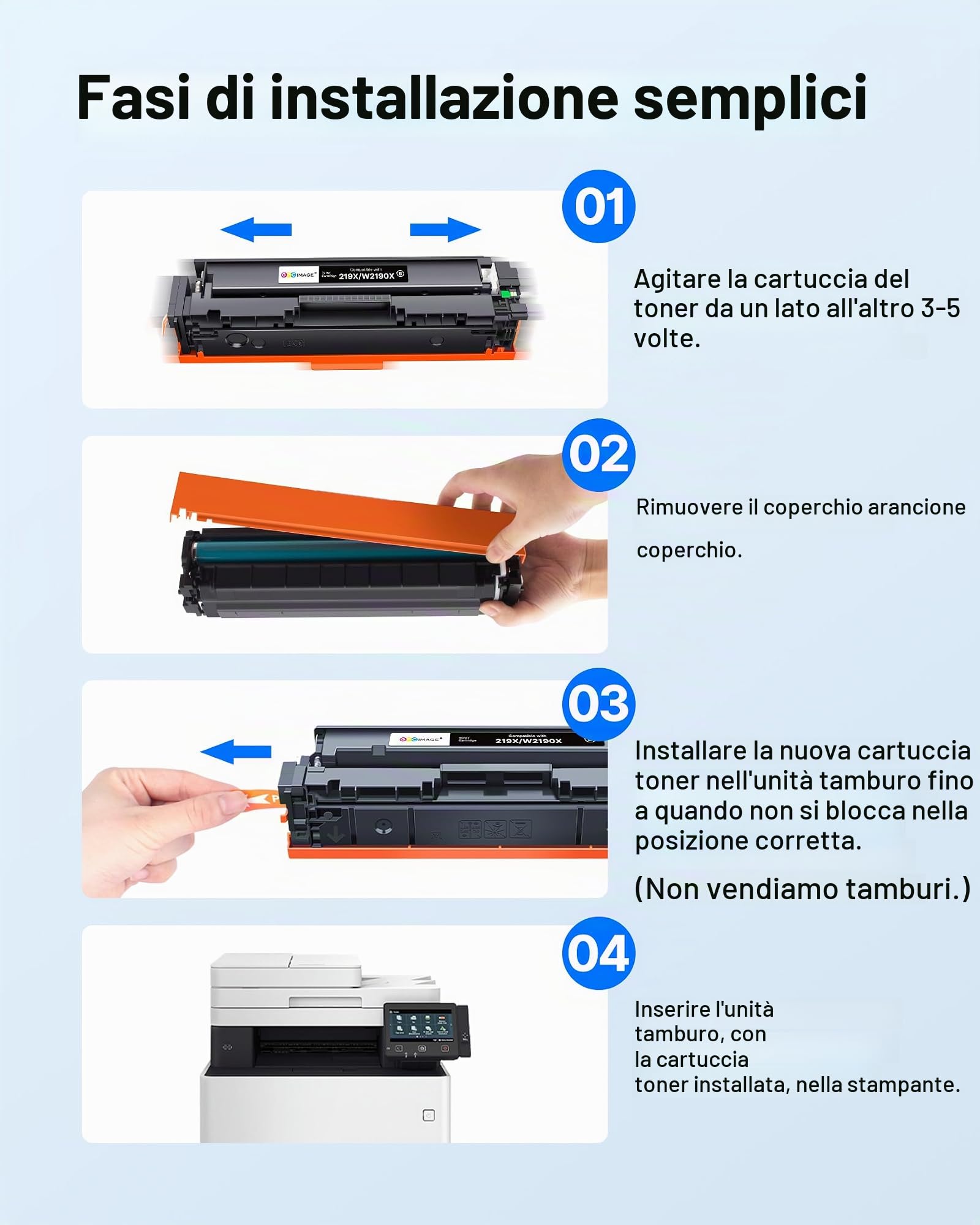 GPC Image 219X Toner Compatibili per HP 219X 219A per MFP 3302FDW 4-Pack | Con Chip, Color LaserJet Pro MFP 3302SDW, 3302SDWG, 3302FDN, 3302FDNG, 3202DN, 3202DW, W2190X