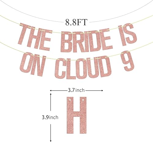 Miniatura 2 de Cartel The Bride Is on Cloud 9, decoración de despedida de soltera para despedida de soltera, suministros de fiesta de boda con purpurina de oro rosa