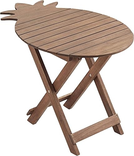 Miniatura 3 de Teal Island Designs Monterey - Mesa auxiliar plegable de madera de acacia moderna para exteriores, 21 x 19 pulgadas, listones de pescado natural,